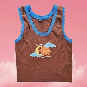Y2k Brown and Blue Urban Outfitters Top